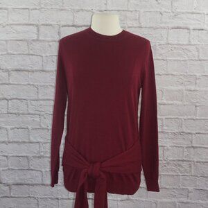 Autumn Cashmere Burgundy Tie Front Waist Tunic Sweater
